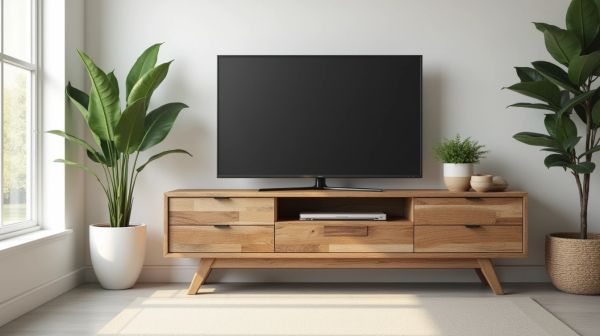 Vous cherchez un meuble TV en bois recyclé ? Découvrez des designs écologiques et tendance